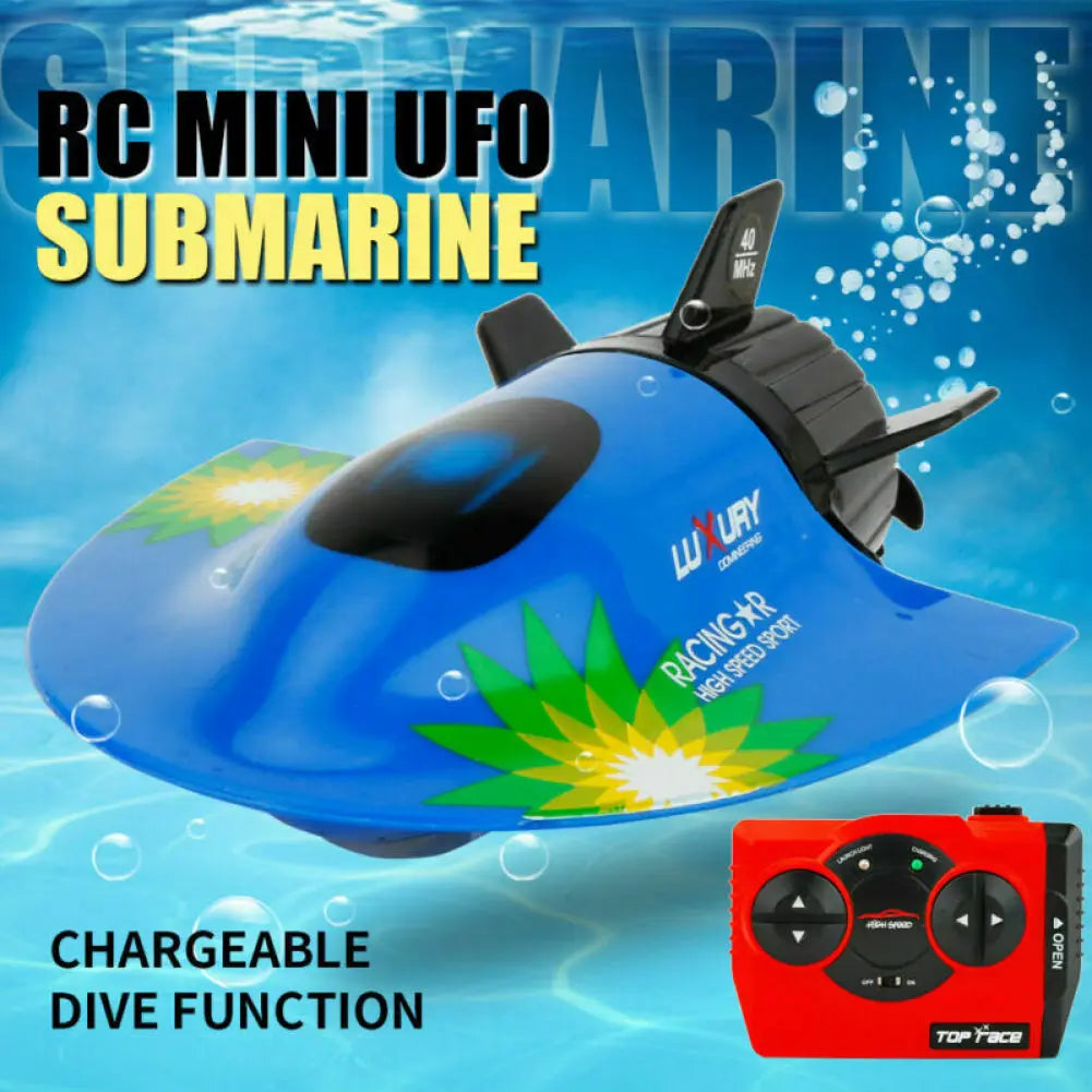 RC Micro Submarine 27MHz Mini U-Boat Blue Underwater Sightseeing Remote Control Diving Boat Model Toys Christmas Gifts