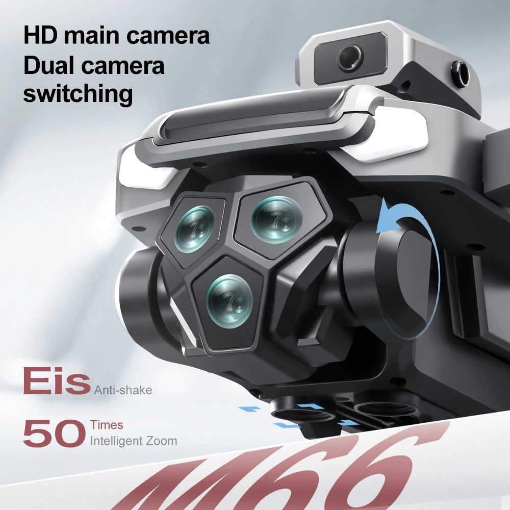 New M66 Triple Battery Brushless Drone with Screen Remote – Gesture Control, Zoom Photography, Smart Obstacle Avoidance