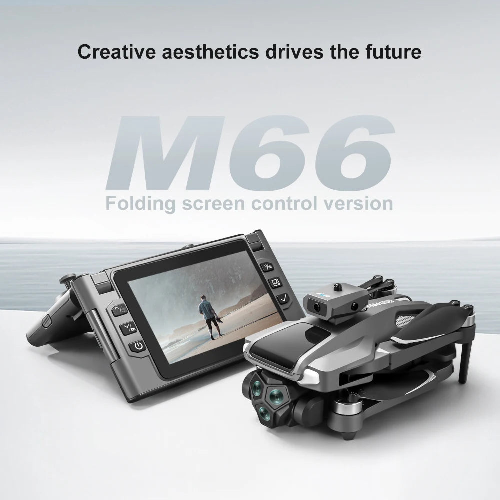 New M66 Triple Battery Brushless Drone with Screen Remote – Gesture Control, Zoom Photography, Smart Obstacle Avoidance