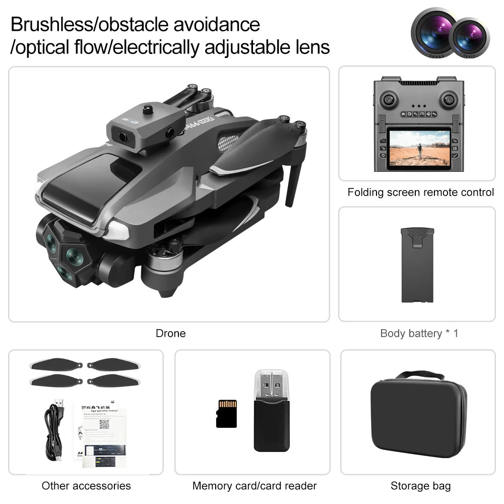 New M66 Triple Battery Brushless Drone with Screen Remote – Gesture Control, Zoom Photography, Smart Obstacle Avoidance