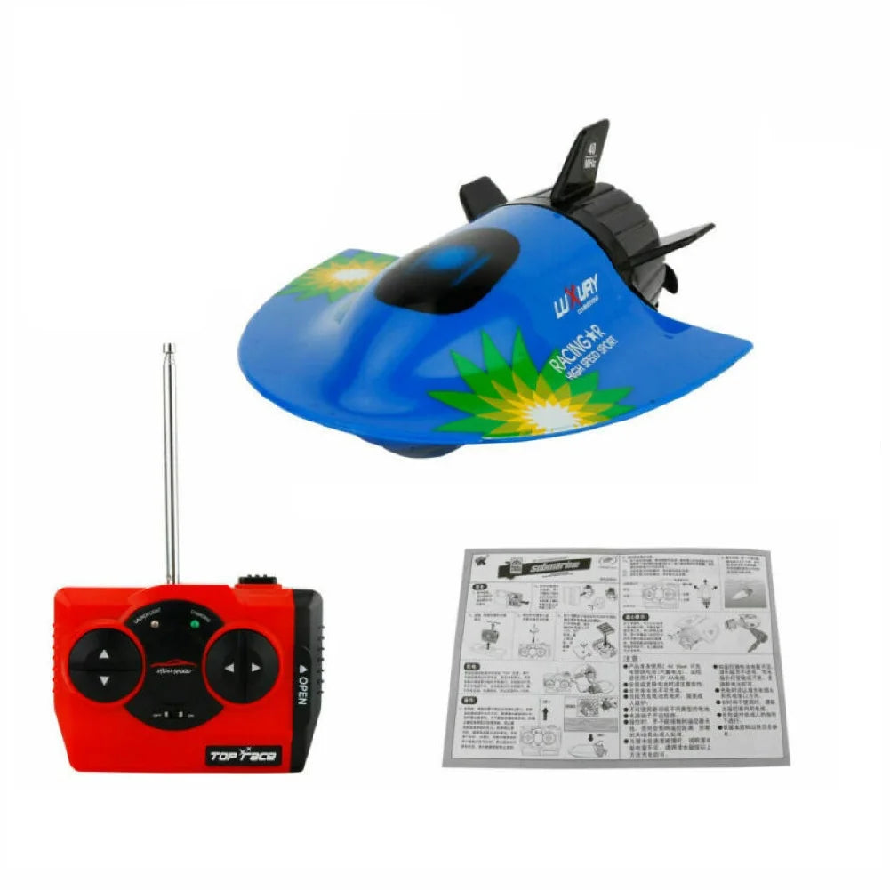 RC Micro Submarine 27MHz Mini U-Boat Blue Underwater Sightseeing Remote Control Diving Boat Model Toys Christmas Gifts